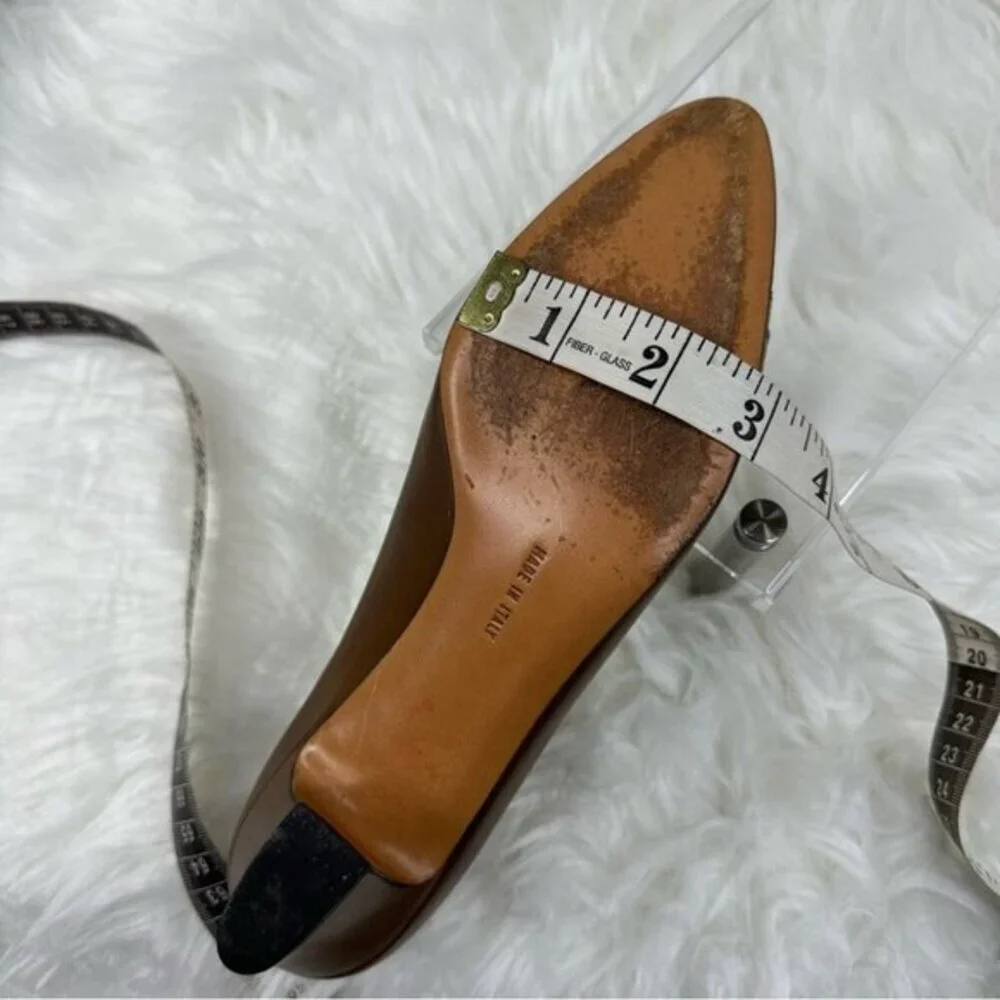 Salvatore Ferragamo Brown Leather Lizard‎ Cap Toe Pumps Block Heel 6.5 B Italy
